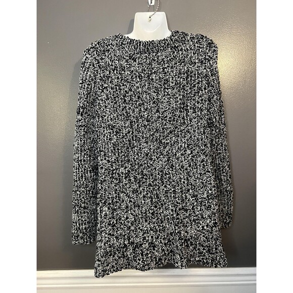 Lane Bryant Sweater Womens 14/16 Black White Boucle Knit V-Neck Tunic Pullover - Picture 4 of 7